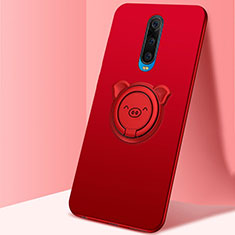 Silikon Hülle Handyhülle Ultra Dünn Schutzhülle Tasche Silikon mit Magnetisch Fingerring Ständer A02 für Oppo R17 Pro Rot