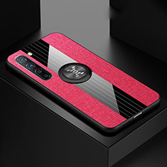 Silikon Hülle Handyhülle Ultra Dünn Schutzhülle Tasche Silikon mit Magnetisch Fingerring Ständer A02 für Oppo Reno3 Pink