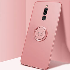 Silikon Hülle Handyhülle Ultra Dünn Schutzhülle Tasche Silikon mit Magnetisch Fingerring Ständer A02 für Xiaomi Redmi 8 Rosa