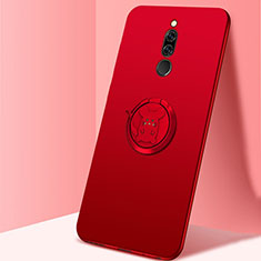 Silikon Hülle Handyhülle Ultra Dünn Schutzhülle Tasche Silikon mit Magnetisch Fingerring Ständer A02 für Xiaomi Redmi 8 Rot