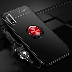 Silikon Hülle Handyhülle Ultra Dünn Schutzhülle Tasche Silikon mit Magnetisch Fingerring Ständer A03 für Huawei P Smart Z (2019) Rot und Schwarz