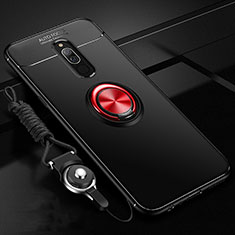 Silikon Hülle Handyhülle Ultra Dünn Schutzhülle Tasche Silikon mit Magnetisch Fingerring Ständer A03 für Xiaomi Redmi 8 Rot und Schwarz