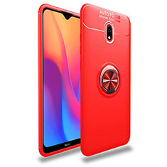 Silikon Hülle Handyhülle Ultra Dünn Schutzhülle Tasche Silikon mit Magnetisch Fingerring Ständer A04 für Xiaomi Redmi 8A Rot
