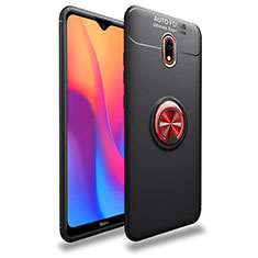 Silikon Hülle Handyhülle Ultra Dünn Schutzhülle Tasche Silikon mit Magnetisch Fingerring Ständer A04 für Xiaomi Redmi 8A Rot und Schwarz