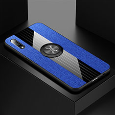 Silikon Hülle Handyhülle Ultra Dünn Schutzhülle Tasche Silikon mit Magnetisch Fingerring Ständer für Huawei Honor 9X Blau