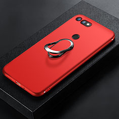 Silikon Hülle Handyhülle Ultra Dünn Schutzhülle Tasche Silikon mit Magnetisch Fingerring Ständer für Huawei Honor V20 Rot