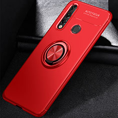 Silikon Hülle Handyhülle Ultra Dünn Schutzhülle Tasche Silikon mit Magnetisch Fingerring Ständer für Huawei Nova 4e Rot