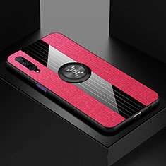 Silikon Hülle Handyhülle Ultra Dünn Schutzhülle Tasche Silikon mit Magnetisch Fingerring Ständer für Huawei P Smart Pro (2019) Pink