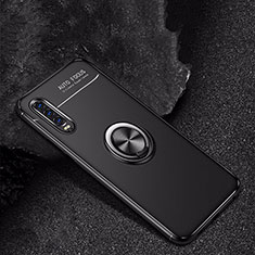 Silikon Hülle Handyhülle Ultra Dünn Schutzhülle Tasche Silikon mit Magnetisch Fingerring Ständer für Huawei P30 Schwarz