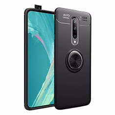 Silikon Hülle Handyhülle Ultra Dünn Schutzhülle Tasche Silikon mit Magnetisch Fingerring Ständer für OnePlus 7 Pro Schwarz