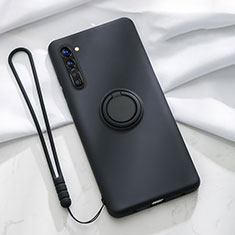 Silikon Hülle Handyhülle Ultra Dünn Schutzhülle Tasche Silikon mit Magnetisch Fingerring Ständer für Oppo K7 5G Schwarz