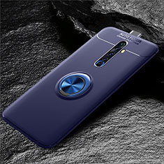 Silikon Hülle Handyhülle Ultra Dünn Schutzhülle Tasche Silikon mit Magnetisch Fingerring Ständer für Oppo Reno2 Z Blau