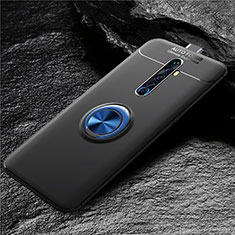 Silikon Hülle Handyhülle Ultra Dünn Schutzhülle Tasche Silikon mit Magnetisch Fingerring Ständer für Oppo Reno2 Z Blau und Schwarz