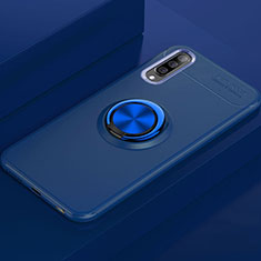 Silikon Hülle Handyhülle Ultra Dünn Schutzhülle Tasche Silikon mit Magnetisch Fingerring Ständer für Samsung Galaxy A70S Blau