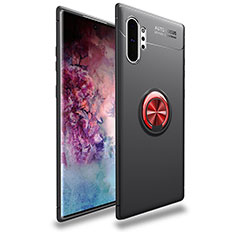 Silikon Hülle Handyhülle Ultra Dünn Schutzhülle Tasche Silikon mit Magnetisch Fingerring Ständer für Samsung Galaxy Note 10 Plus 5G Rot und Schwarz