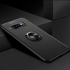 Silikon Hülle Handyhülle Ultra Dünn Schutzhülle Tasche Silikon mit Magnetisch Fingerring Ständer für Samsung Galaxy S10 5G Schwarz