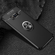 Silikon Hülle Handyhülle Ultra Dünn Schutzhülle Tasche Silikon mit Magnetisch Fingerring Ständer für Samsung Galaxy S8 Plus Schwarz