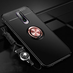 Silikon Hülle Handyhülle Ultra Dünn Schutzhülle Tasche Silikon mit Magnetisch Fingerring Ständer für Xiaomi Redmi K30 4G Gold und Schwarz