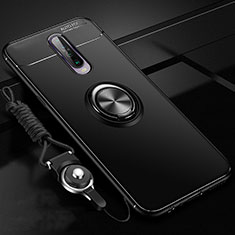 Silikon Hülle Handyhülle Ultra Dünn Schutzhülle Tasche Silikon mit Magnetisch Fingerring Ständer für Xiaomi Redmi K30 4G Schwarz