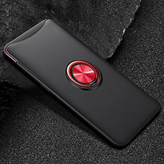 Silikon Hülle Handyhülle Ultra Dünn Schutzhülle Tasche Silikon mit Magnetisch Fingerring Ständer T01 für Oppo Find X Super Flash Edition Rot und Schwarz