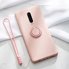 Silikon Hülle Handyhülle Ultra Dünn Schutzhülle Tasche Silikon mit Magnetisch Fingerring Ständer T01 für Oppo R17 Pro Rosa