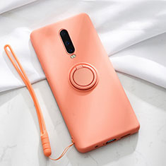 Silikon Hülle Handyhülle Ultra Dünn Schutzhülle Tasche Silikon mit Magnetisch Fingerring Ständer T01 für Oppo RX17 Pro Orange