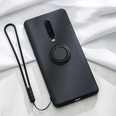 Silikon Hülle Handyhülle Ultra Dünn Schutzhülle Tasche Silikon mit Magnetisch Fingerring Ständer T01 für Oppo RX17 Pro Schwarz