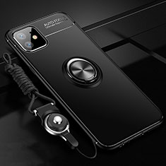 Silikon Hülle Handyhülle Ultra Dünn Schutzhülle Tasche Silikon mit Magnetisch Fingerring Ständer T02 für Apple iPhone 11 Schwarz