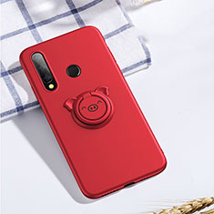 Silikon Hülle Handyhülle Ultra Dünn Schutzhülle Tasche Silikon mit Magnetisch Fingerring Ständer T02 für Huawei Honor 20i Rot