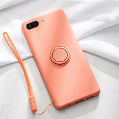 Silikon Hülle Handyhülle Ultra Dünn Schutzhülle Tasche Silikon mit Magnetisch Fingerring Ständer T02 für Oppo RX17 Neo Orange