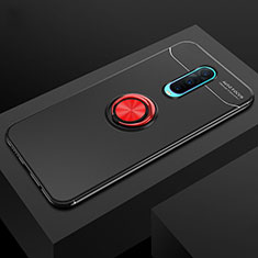 Silikon Hülle Handyhülle Ultra Dünn Schutzhülle Tasche Silikon mit Magnetisch Fingerring Ständer T02 für Oppo RX17 Pro Rot und Schwarz