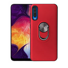 Silikon Hülle Handyhülle Ultra Dünn Schutzhülle Tasche Silikon mit Magnetisch Fingerring Ständer T02 für Samsung Galaxy A90 5G Rot