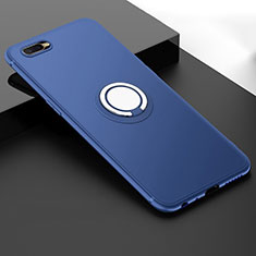 Silikon Hülle Handyhülle Ultra Dünn Schutzhülle Tasche Silikon mit Magnetisch Fingerring Ständer T03 für Oppo R17 Neo Blau