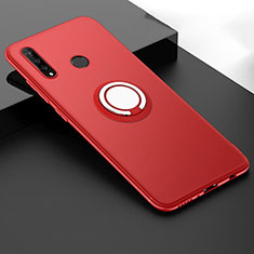Silikon Hülle Handyhülle Ultra Dünn Schutzhülle Tasche Silikon mit Magnetisch Fingerring Ständer T04 für Huawei P30 Lite Rot