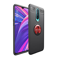 Silikon Hülle Handyhülle Ultra Dünn Schutzhülle Tasche Silikon mit Magnetisch Fingerring Ständer T05 für Oppo R17 Pro Rot und Schwarz