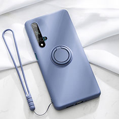 Silikon Hülle Handyhülle Ultra Dünn Schutzhülle Tasche Silikon mit Magnetisch Fingerring Ständer T06 für Huawei Nova 5T Violett