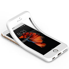 Silikon Hülle Handyhülle Ultra Dünn Schutzhülle Vorder und Rückseite 360 Grad für Apple iPhone 6S Weiß