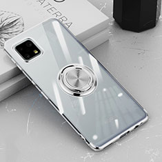 Silikon Hülle Handyhülle Ultradünn Schutzhülle Flexible Tasche Durchsichtig Transparent mit Magnetisch Fingerring Ständer AN1 für Sharp Aquos Sense6s Silber