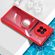 Silikon Hülle Handyhülle Ultradünn Schutzhülle Flexible Tasche Durchsichtig Transparent mit Magnetisch Fingerring Ständer BH1 für Vivo X90 Pro 5G Rot