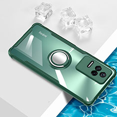 Silikon Hülle Handyhülle Ultradünn Schutzhülle Flexible Tasche Durchsichtig Transparent mit Magnetisch Fingerring Ständer BH1 für Xiaomi Poco F4 5G Grün
