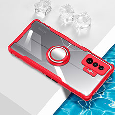 Silikon Hülle Handyhülle Ultradünn Schutzhülle Flexible Tasche Durchsichtig Transparent mit Magnetisch Fingerring Ständer BH1 für Xiaomi Poco F4 GT 5G Rot