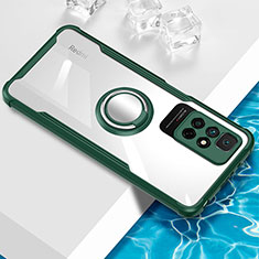 Silikon Hülle Handyhülle Ultradünn Schutzhülle Flexible Tasche Durchsichtig Transparent mit Magnetisch Fingerring Ständer BH1 für Xiaomi Redmi 10 (2022) Grün