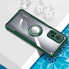 Silikon Hülle Handyhülle Ultradünn Schutzhülle Flexible Tasche Durchsichtig Transparent mit Magnetisch Fingerring Ständer BH1 für Xiaomi Redmi Note 11 Pro 4G Grün