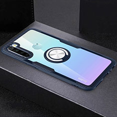 Silikon Hülle Handyhülle Ultradünn Schutzhülle Flexible Tasche Durchsichtig Transparent mit Magnetisch Fingerring Ständer C01 für Xiaomi Redmi Note 8 (2021) Blau