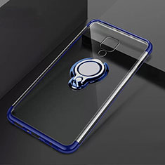 Silikon Hülle Handyhülle Ultradünn Schutzhülle Flexible Tasche Durchsichtig Transparent mit Magnetisch Fingerring Ständer C02 für Huawei Mate 20 X 5G Blau