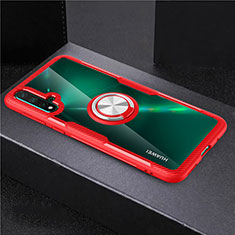 Silikon Hülle Handyhülle Ultradünn Schutzhülle Flexible Tasche Durchsichtig Transparent mit Magnetisch Fingerring Ständer C02 für Huawei Nova 5 Pro Rot
