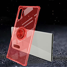 Silikon Hülle Handyhülle Ultradünn Schutzhülle Flexible Tasche Durchsichtig Transparent mit Magnetisch Fingerring Ständer C02 für Samsung Galaxy Note 10 Plus Rot