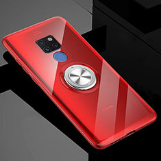 Silikon Hülle Handyhülle Ultradünn Schutzhülle Flexible Tasche Durchsichtig Transparent mit Magnetisch Fingerring Ständer C04 für Huawei Mate 20 X 5G Rot