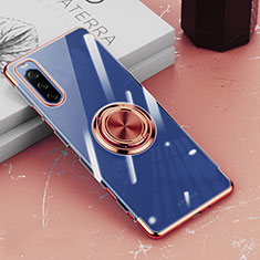 Silikon Hülle Handyhülle Ultradünn Schutzhülle Flexible Tasche Durchsichtig Transparent mit Magnetisch Fingerring Ständer für Sony Xperia 10 III Lite Rosegold