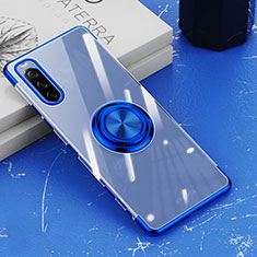 Silikon Hülle Handyhülle Ultradünn Schutzhülle Flexible Tasche Durchsichtig Transparent mit Magnetisch Fingerring Ständer für Sony Xperia 10 III SO-52B Blau